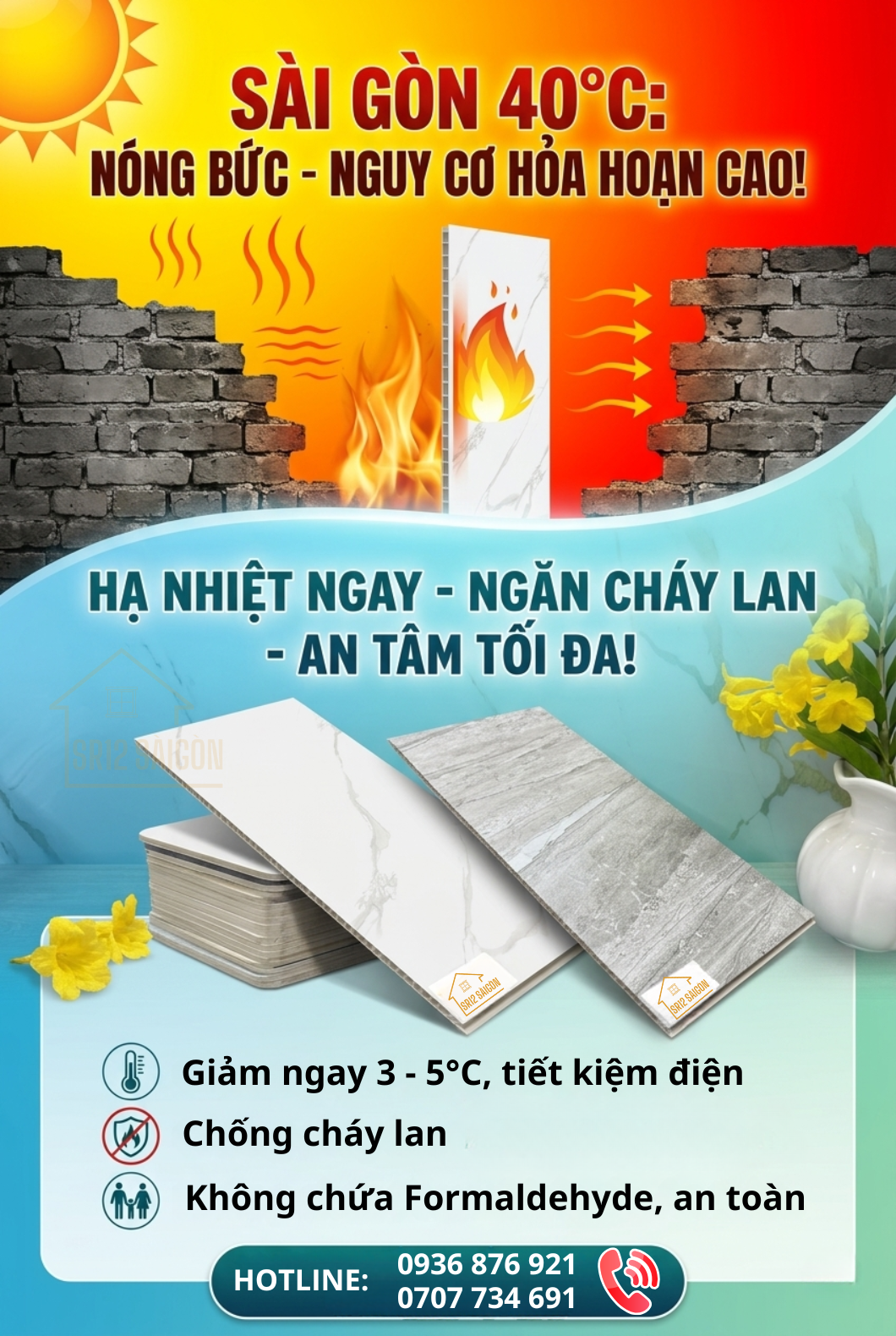 Tấm Ốp SR12 SÀIGÒN - Cách Nhiệt - Chống Cháy Lan